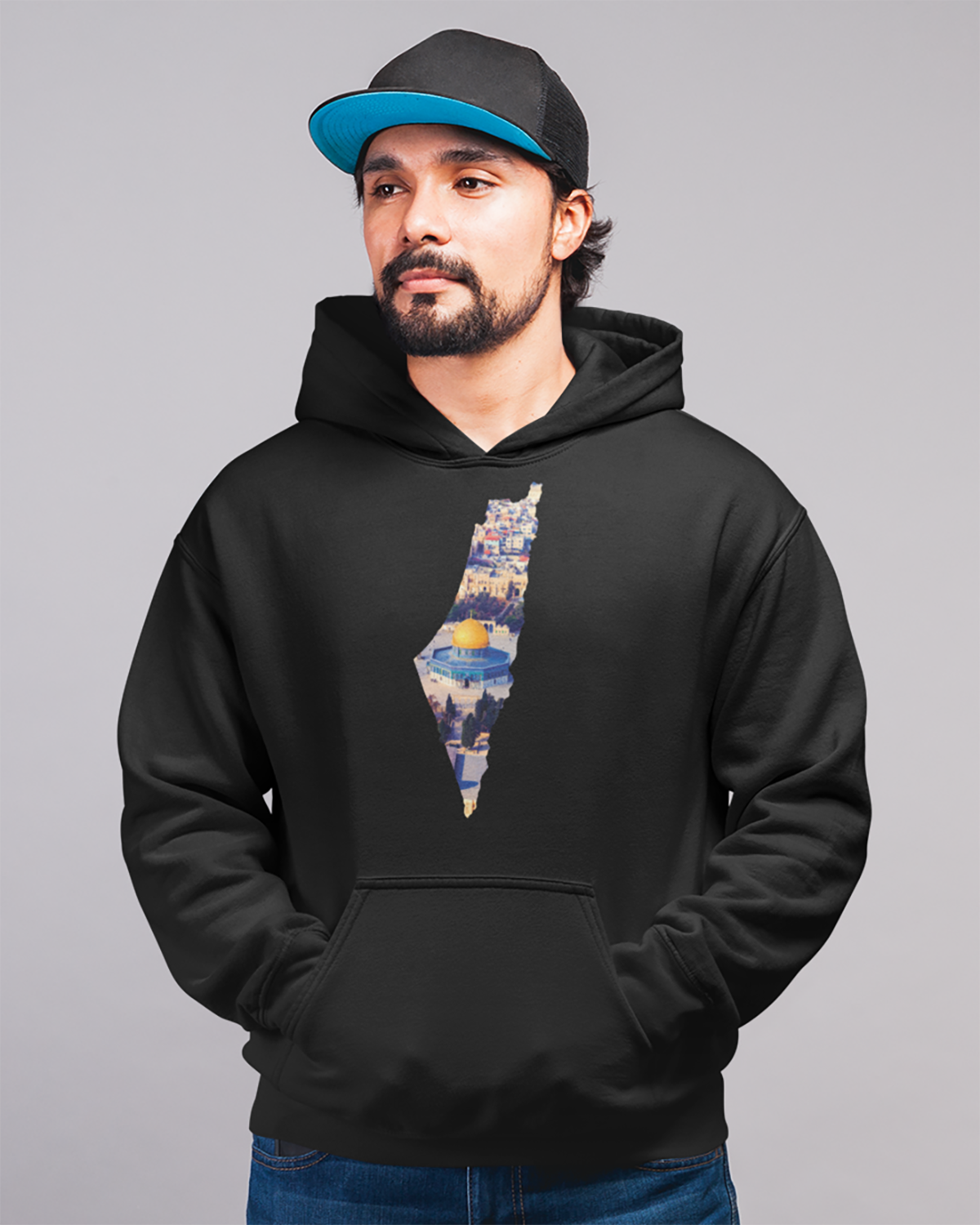 Palestine Map with Al-Quds Unisex Hoodie