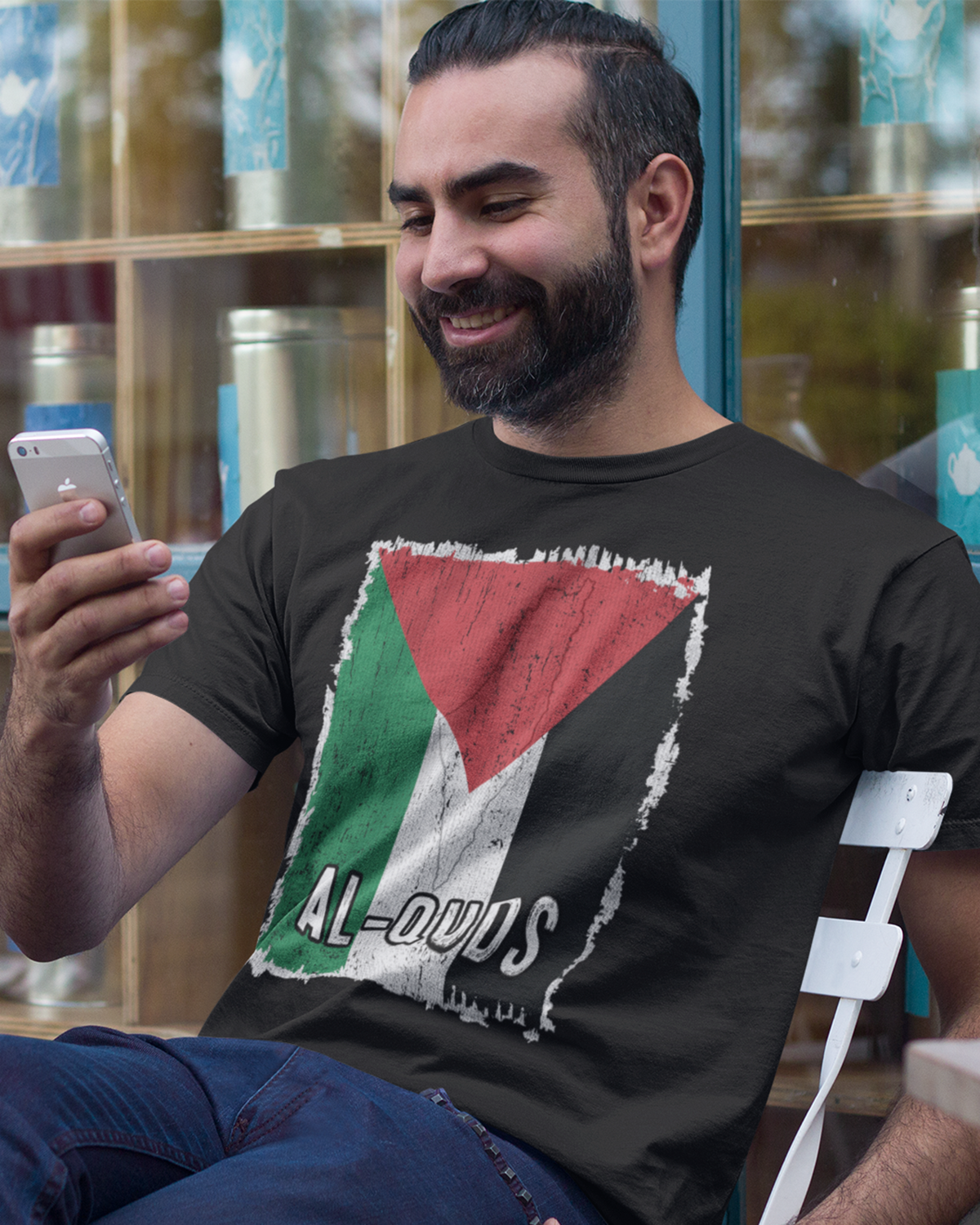 Drapeau et ville de Palestine - T-shirt unisexe Al-Quds