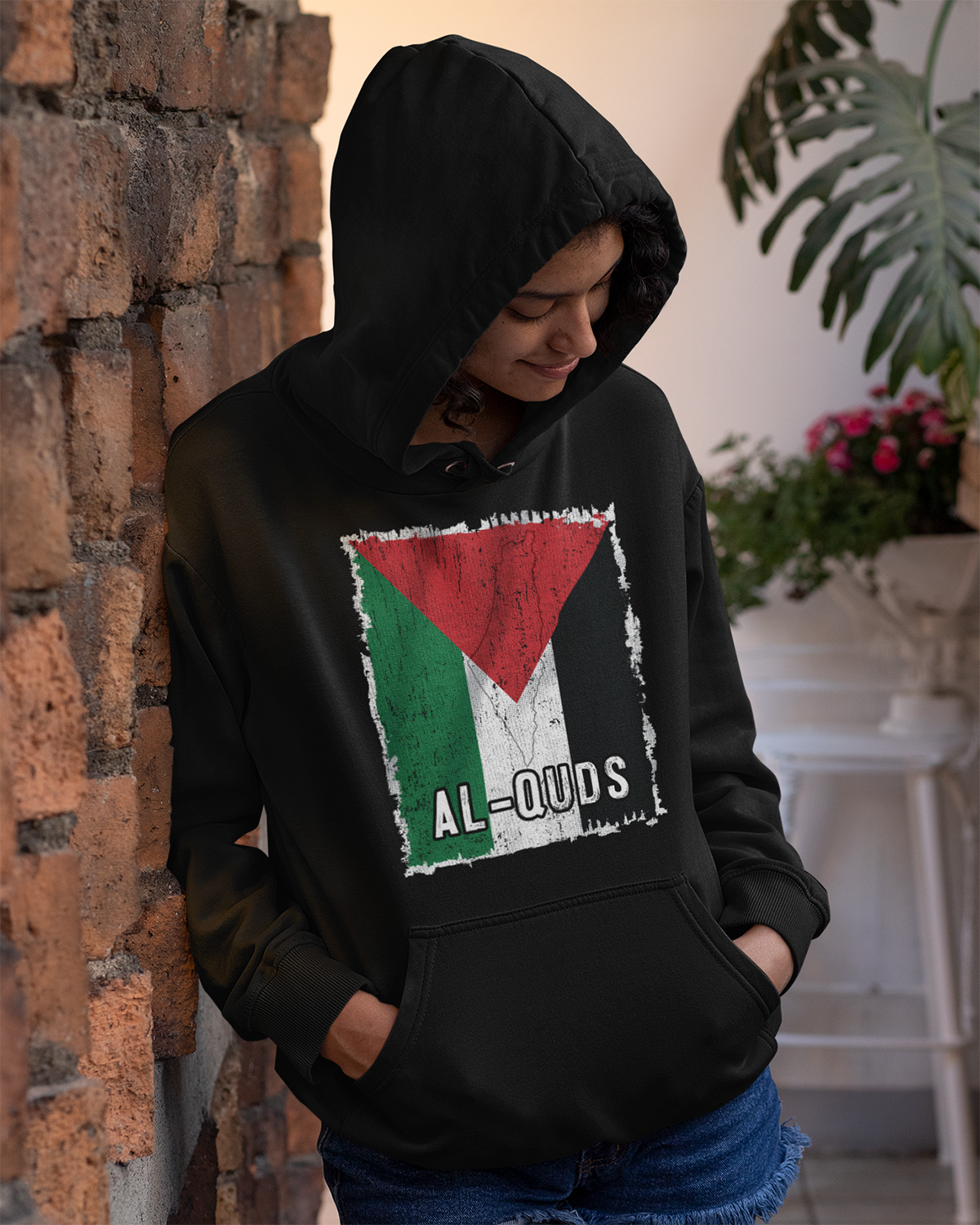 Palästina-Flagge und Stadt – Al-Quds Unisex Kapuzenpullover