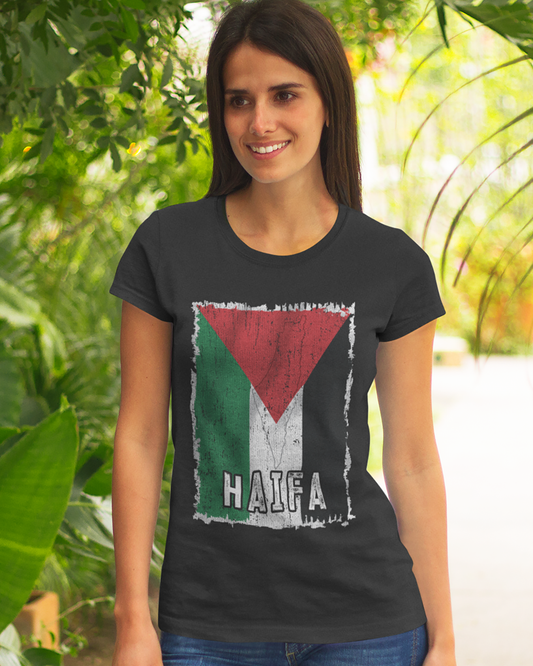 Palestine Flag & City - Haifa Unisex T-shirt