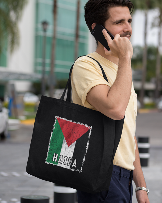 Palestine Flag & City - Haifa Eco Tote Bag