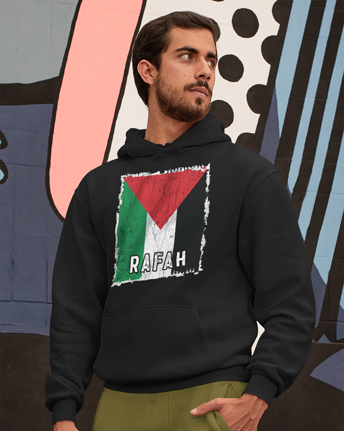 Palästina-Flagge und Stadt – Rafah Unisex Kapuzenpullover