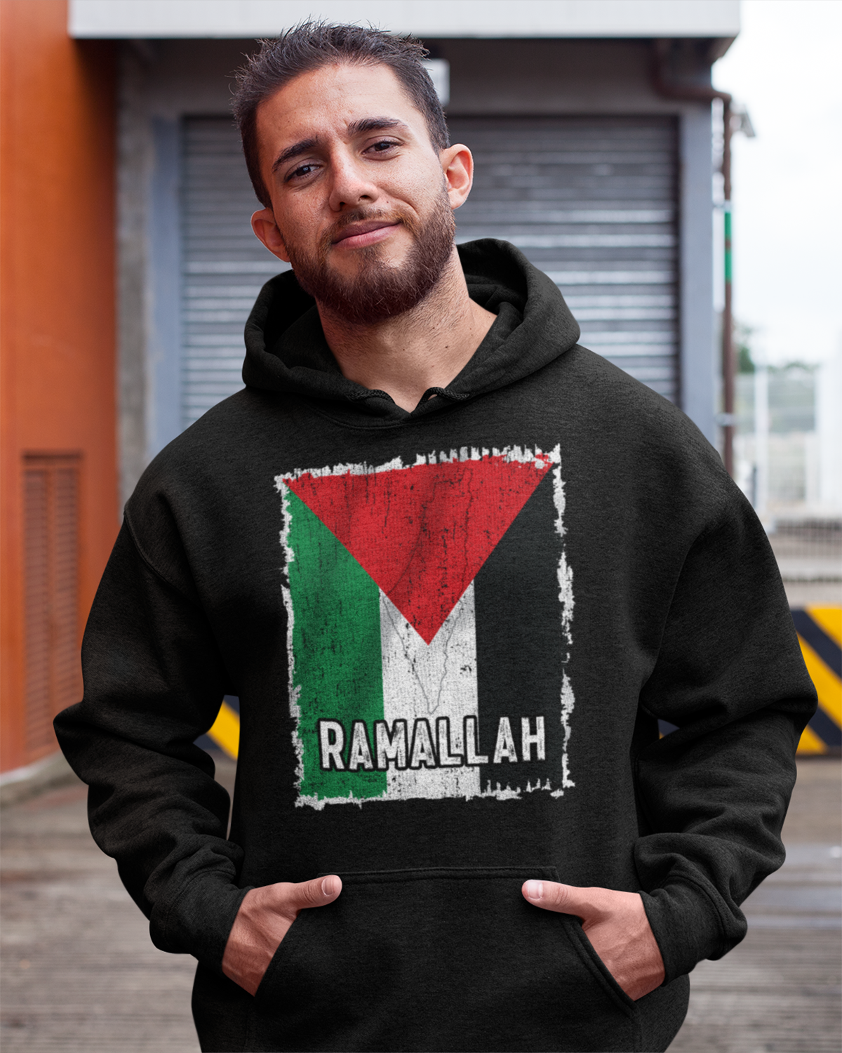 Drapeau et ville de Palestine - Sweat à capuche unisexe Ramallah