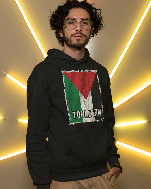 Drapeau et ville de Palestine - Sweat à capuche unisexe Toulkararm