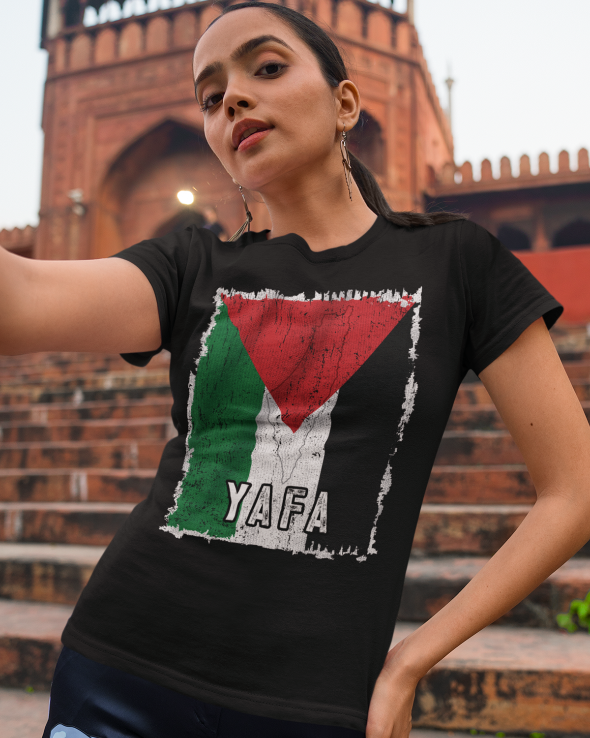 Palästina-Flagge und Stadt – Yafa Unisex T-Shirt