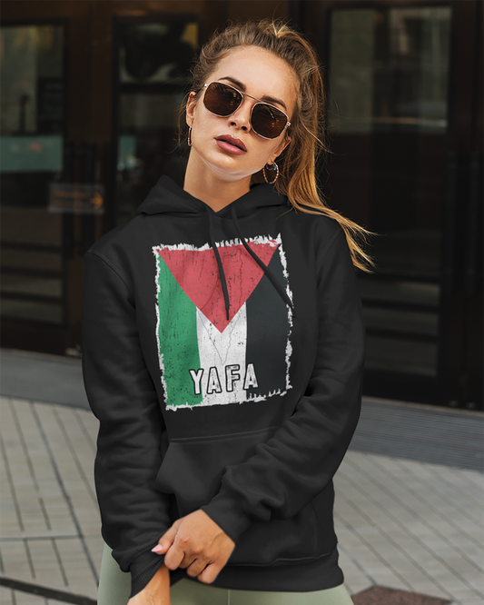 Palästina-Flagge und Stadt – Yafa Unisex Kapuzenpullover