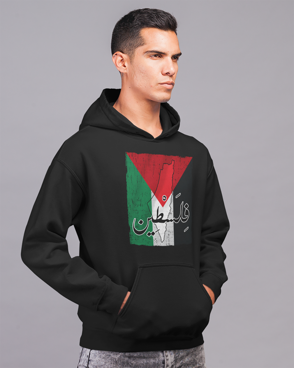 Palestine - Flag, Map, and Arabic Script Unisex Hoodie