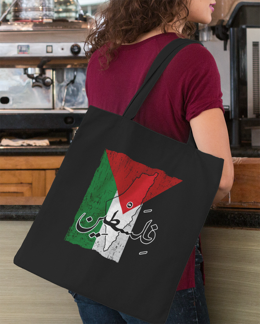 Palestine - Flag, Map, and Arabic Script Eco Tote Bag