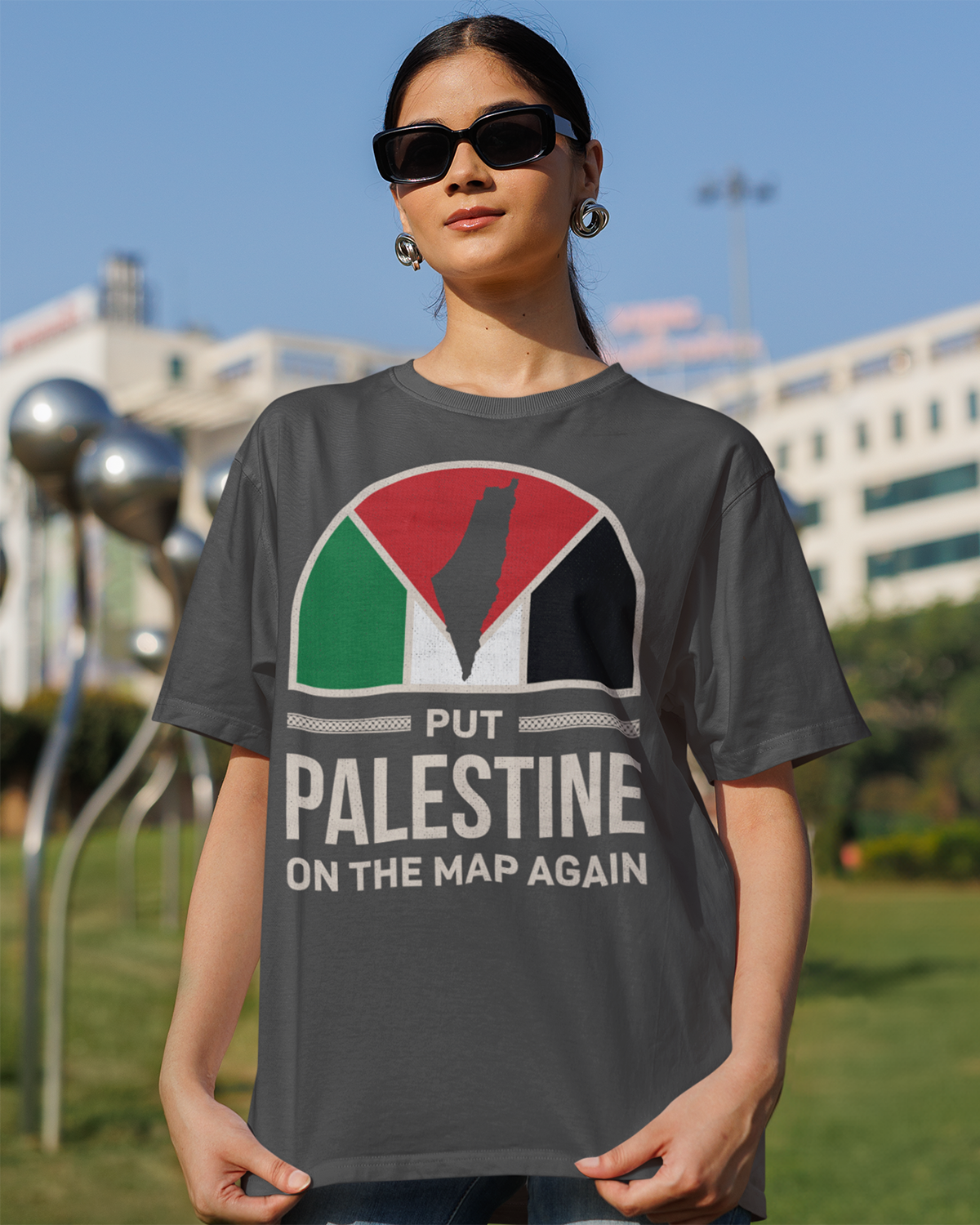 Put Palestine On The Map Again - Oversized Faded T-shirt
