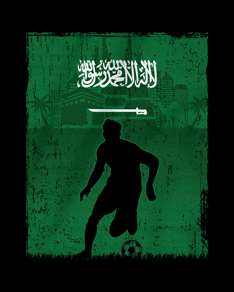 Retro Vintage Soccer with Saudi Arabia Flag Unisex T-shirt