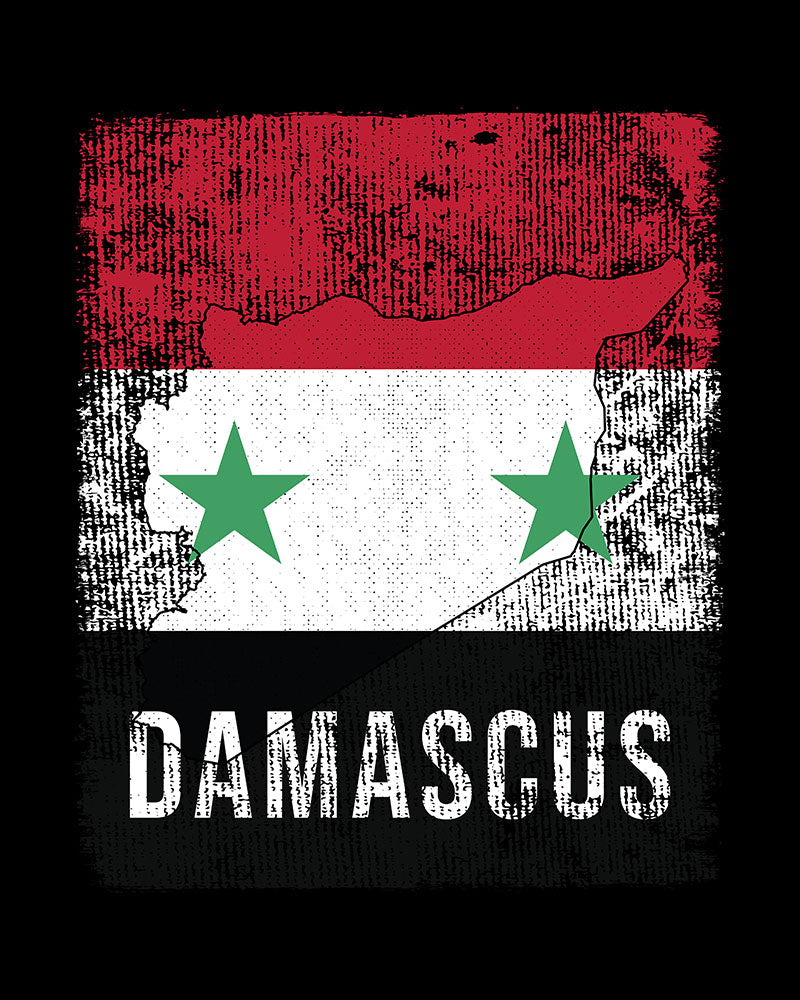 Syrien Flagge, Karte & Stadt - Damaskus Unisex T-Shirt