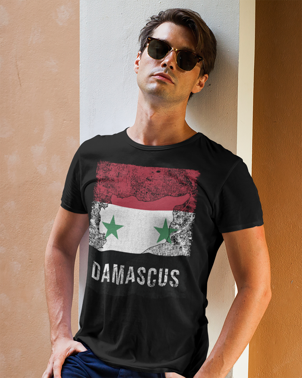 Syria Flag, Map & City - Damascus Unisex T-shirt