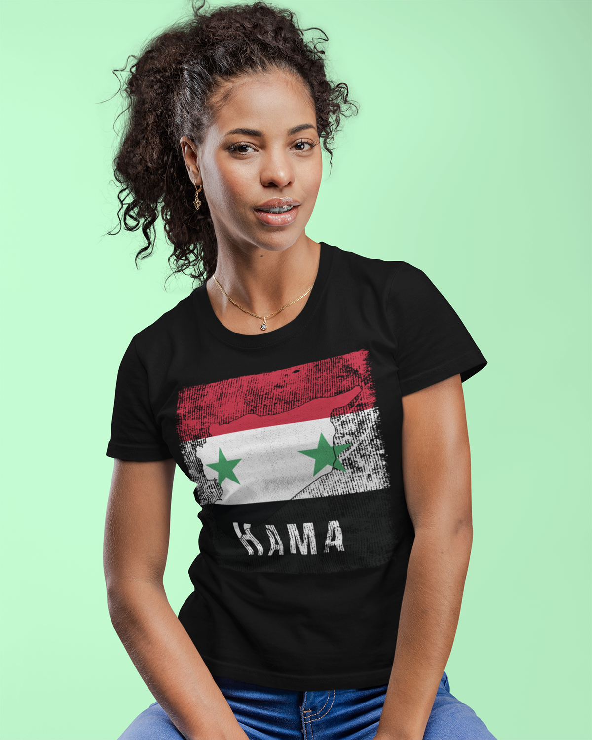 Syria Flag, Map & City - Hama Unisex T-shirt