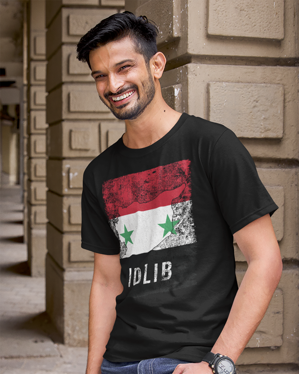 Syria Flag, Map & City - Idlib Unisex T-shirt