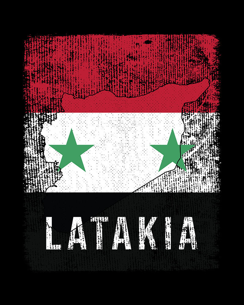 Syrien Flagge, Karte & Stadt - Latakia Unisex T-Shirt