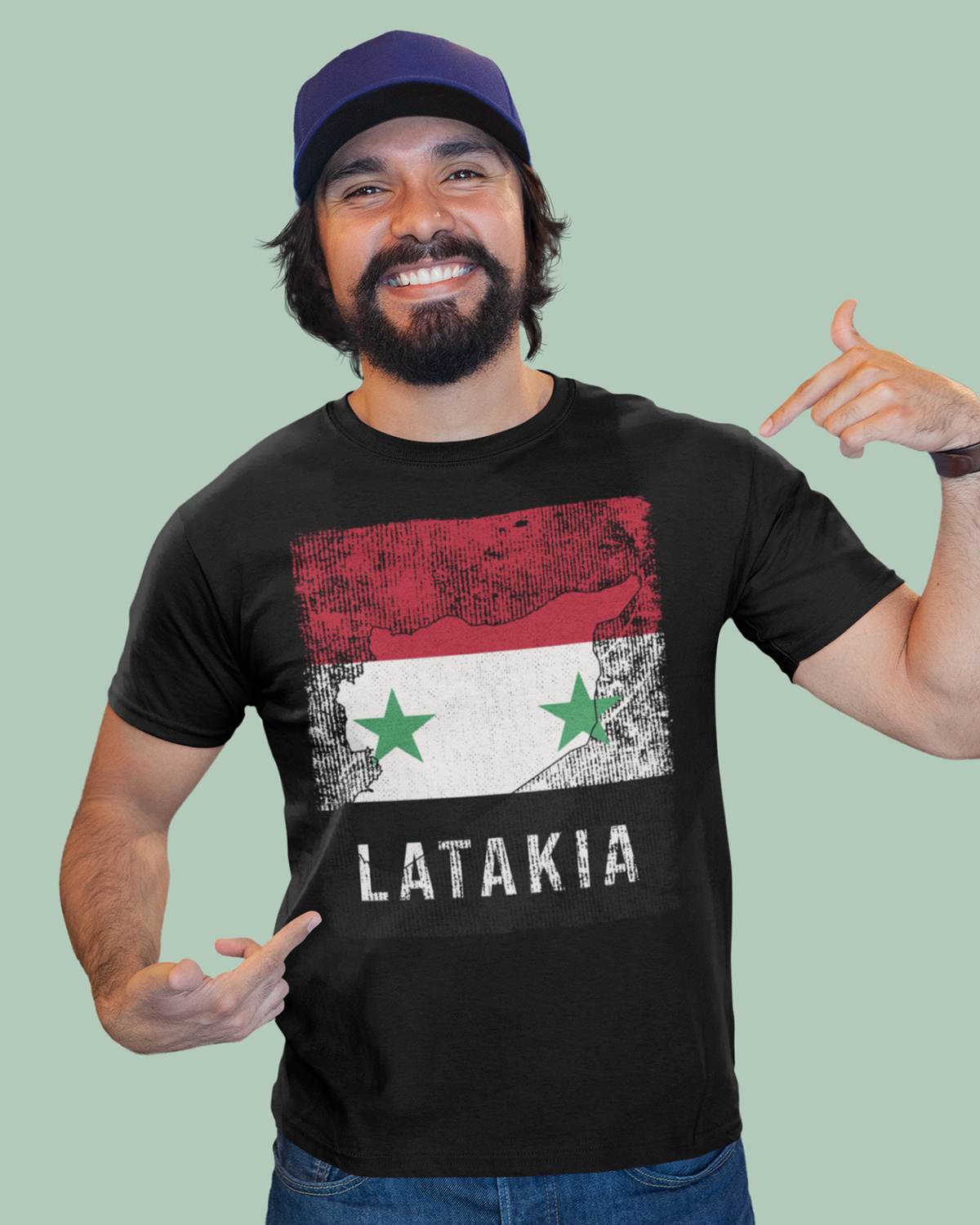 Syrien Flagge, Karte & Stadt - Latakia Unisex T-Shirt