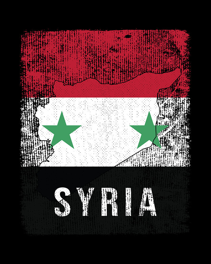 T-shirt unisexe avec drapeau et carte de la Syrie