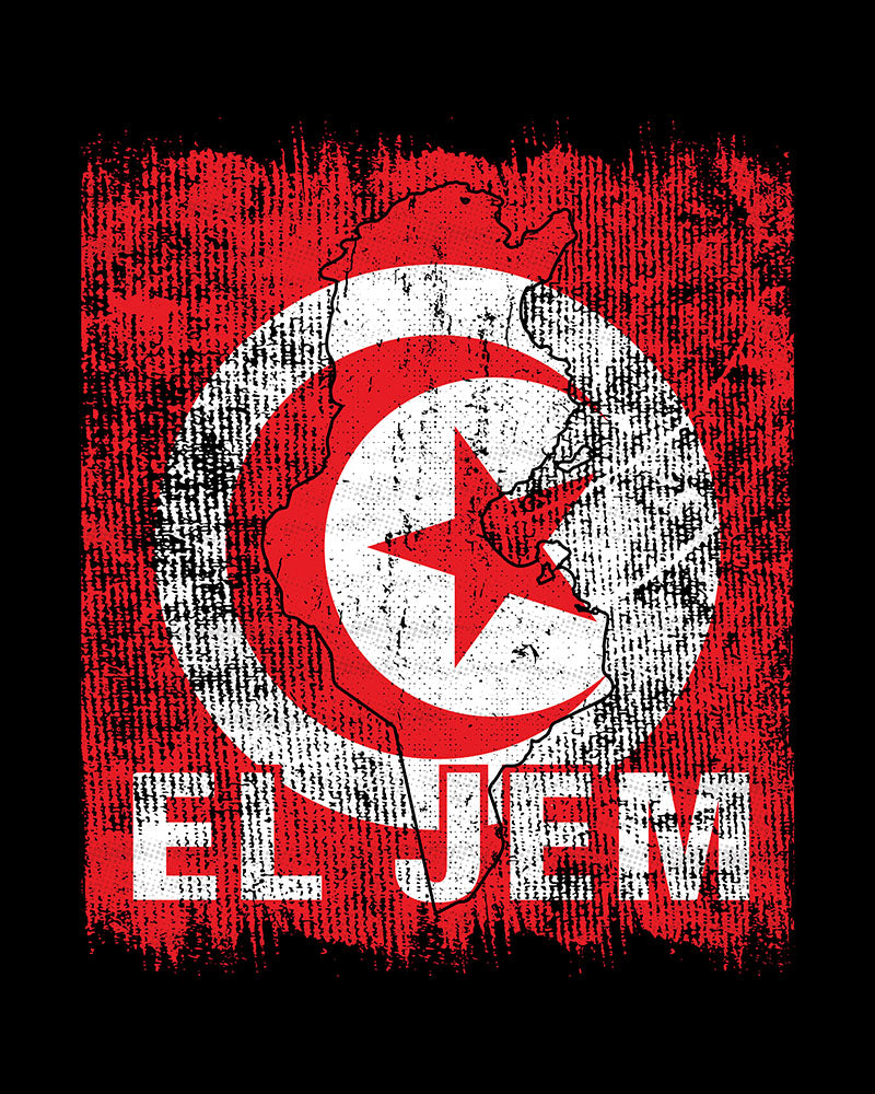 Drapeau et ville tunisiens - T-shirt unisexe El Jem