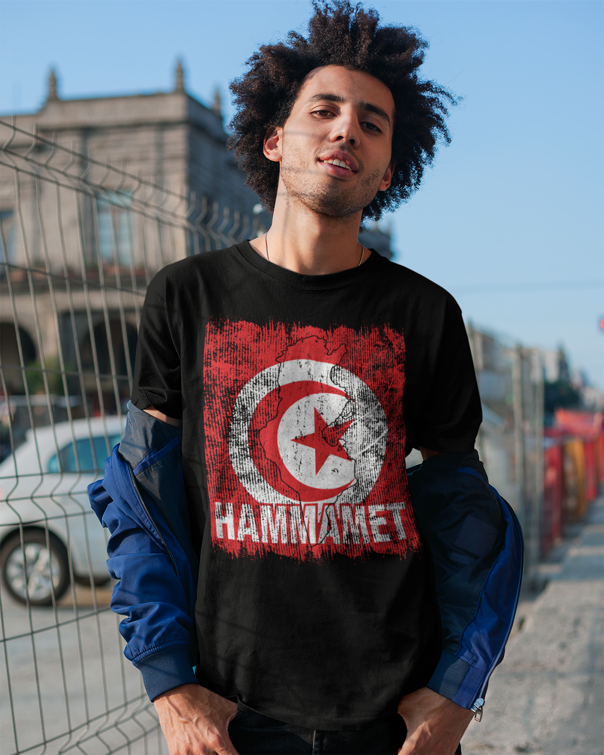 Drapeau et ville de Tunisie - Hammamet T-shirt unisexe