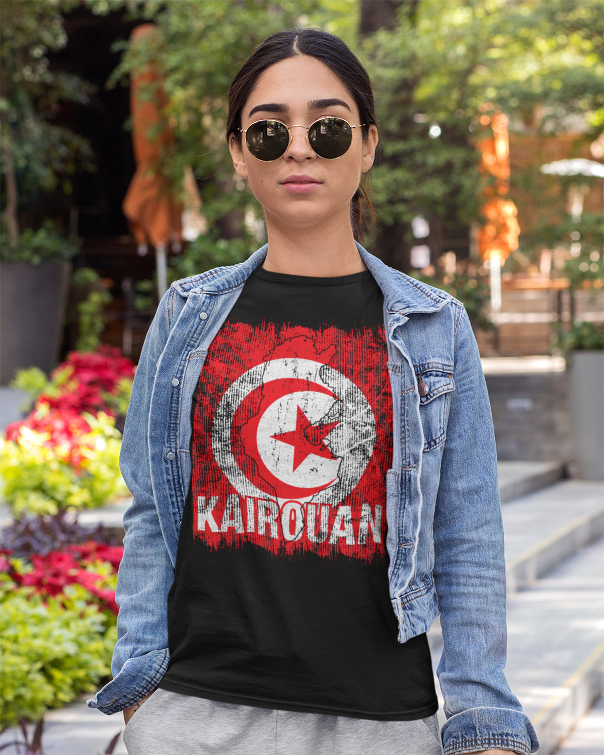 Drapeau et ville de Tunisie - Kairouan T-shirt unisexe