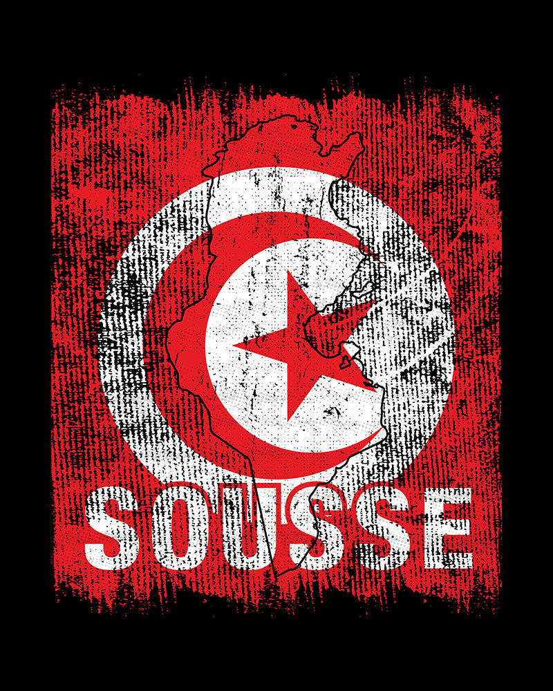 Drapeau et ville de Tunisie - T-shirt unisexe Sousse