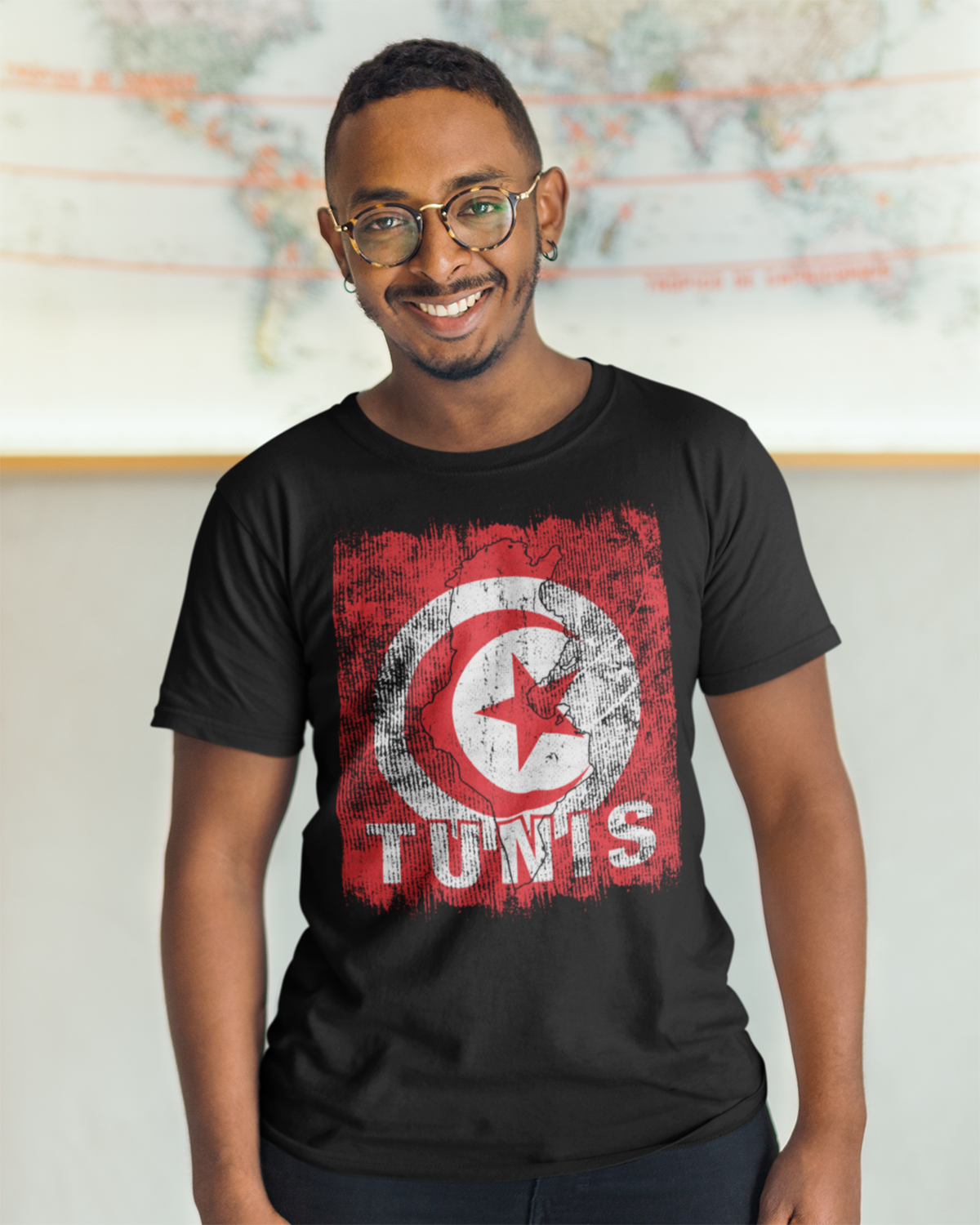 Drapeau et ville de la Tunisie - T-shirt unisexe de Tunis