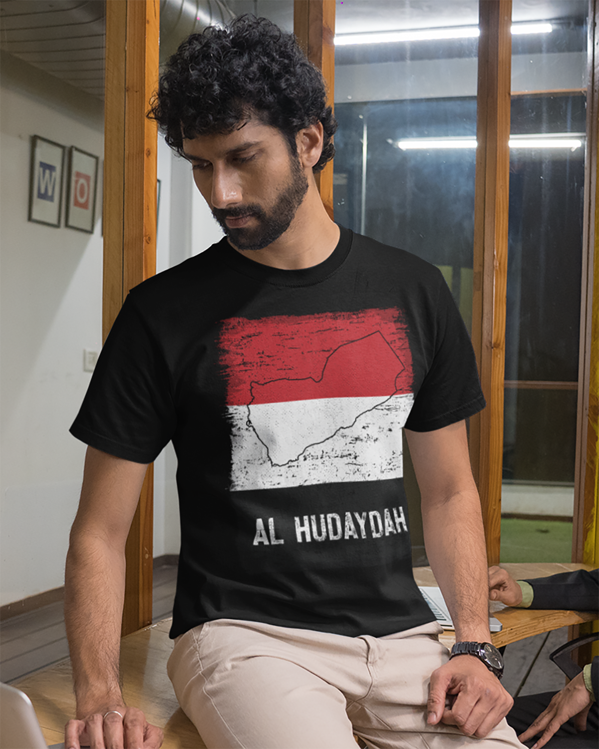 Drapeau et ville du Yémen - T-shirt unisexe Al Hudaydah