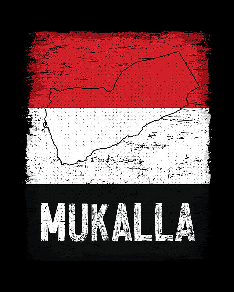 Drapeau et ville du Yémen - T-shirt unisexe Mukalla