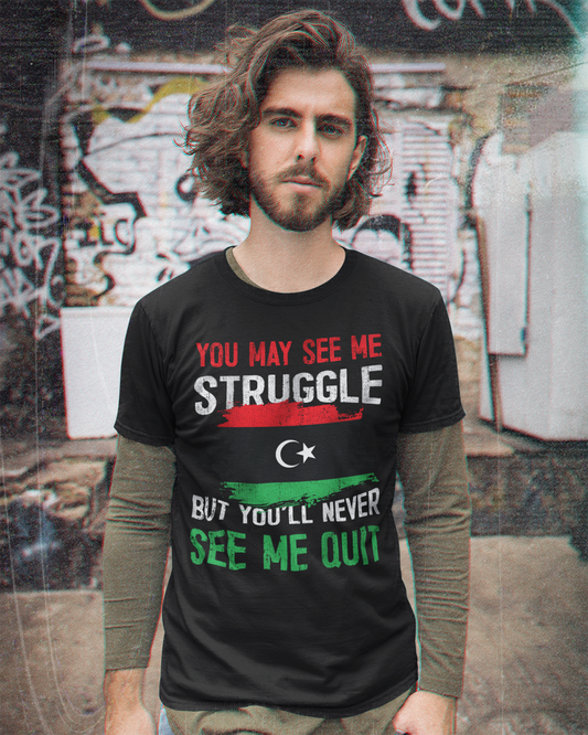 Citation de persévérance avec le drapeau libyen T-shirt unisexe