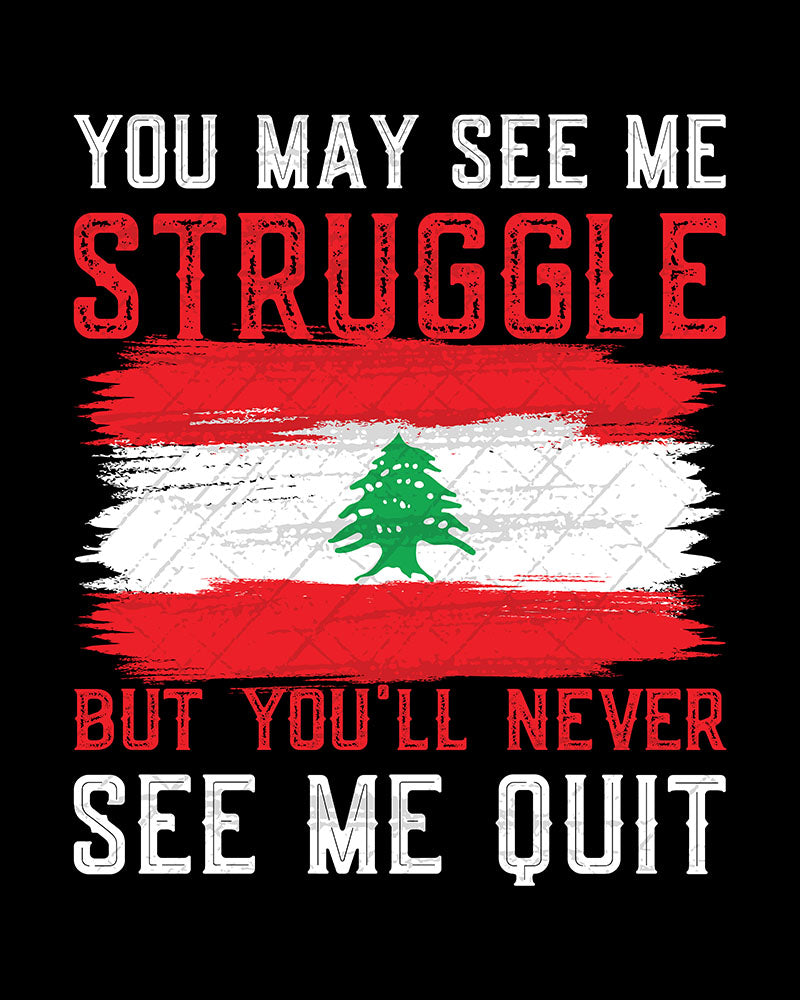 Citation de persévérance avec le drapeau du Liban V2 T-shirt unisexe