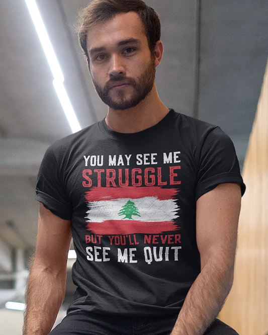 Perseverance Quote with Flag of Lebanon V2 Unisex T-shirt