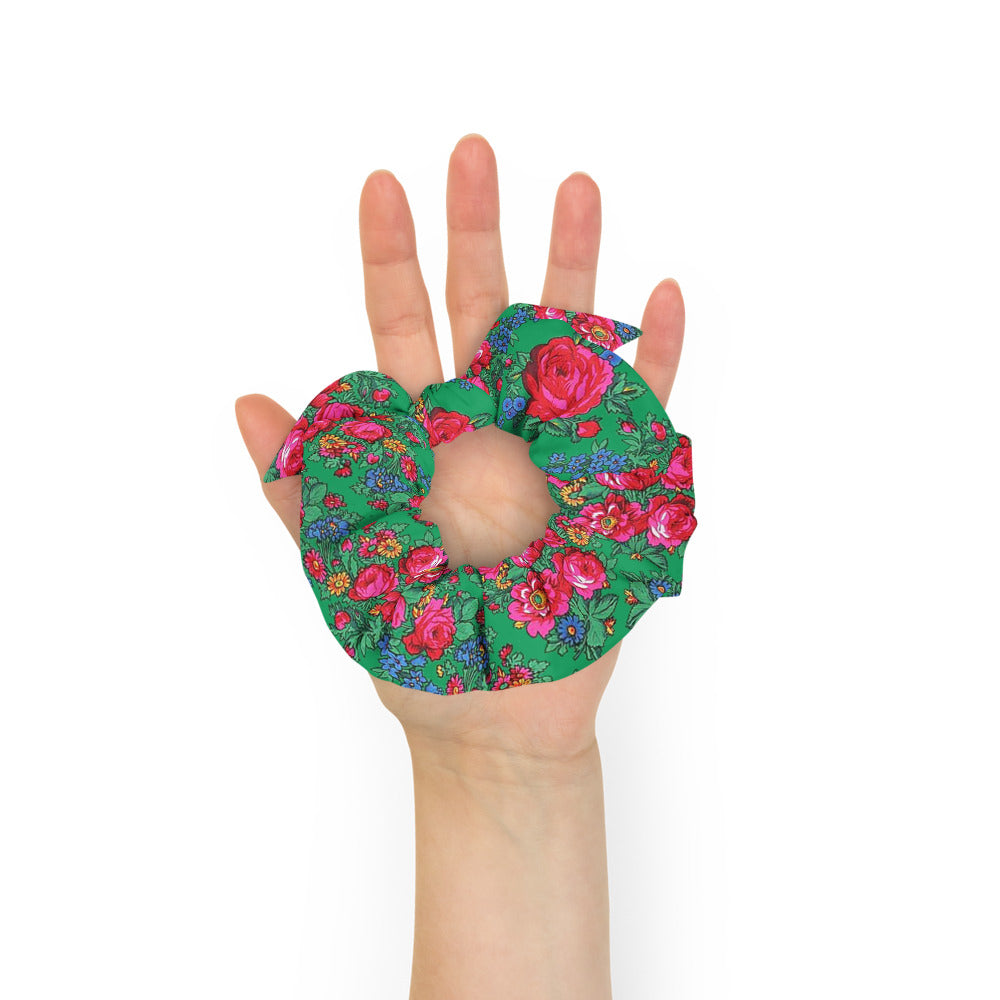 Tunisian Rose Recycled Scrunchie - Green