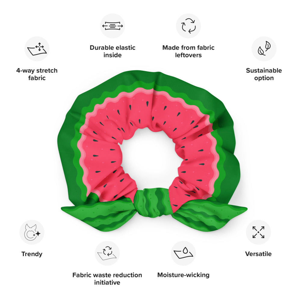Palestine Watermelon Recycled Scrunchie