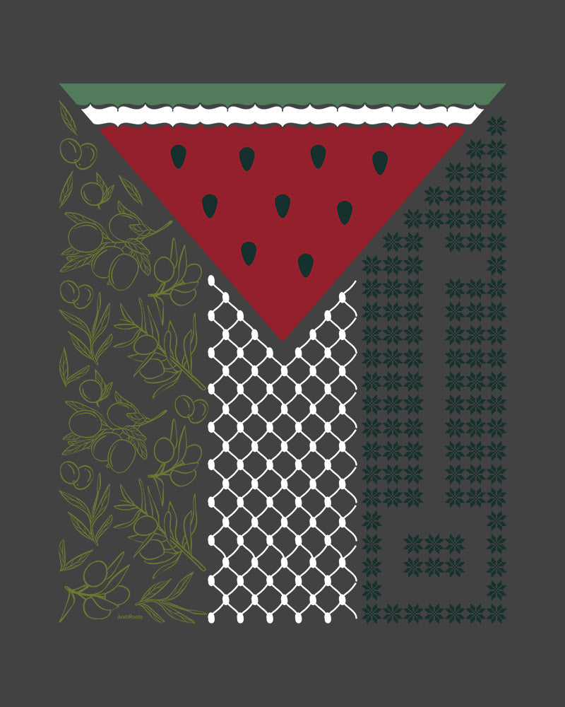 Palestine Flag Symbols Oversized Faded T-shirt