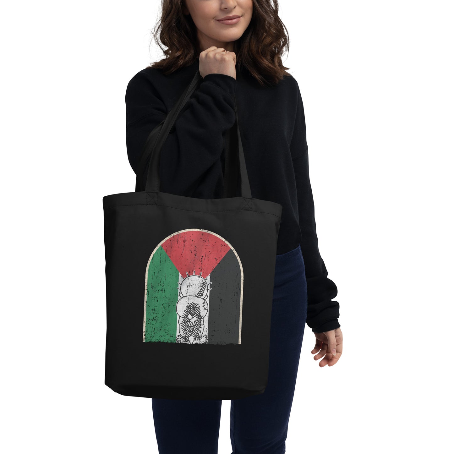 Palestine - Retro Vintage Flag with Handala Eco Tote Bag