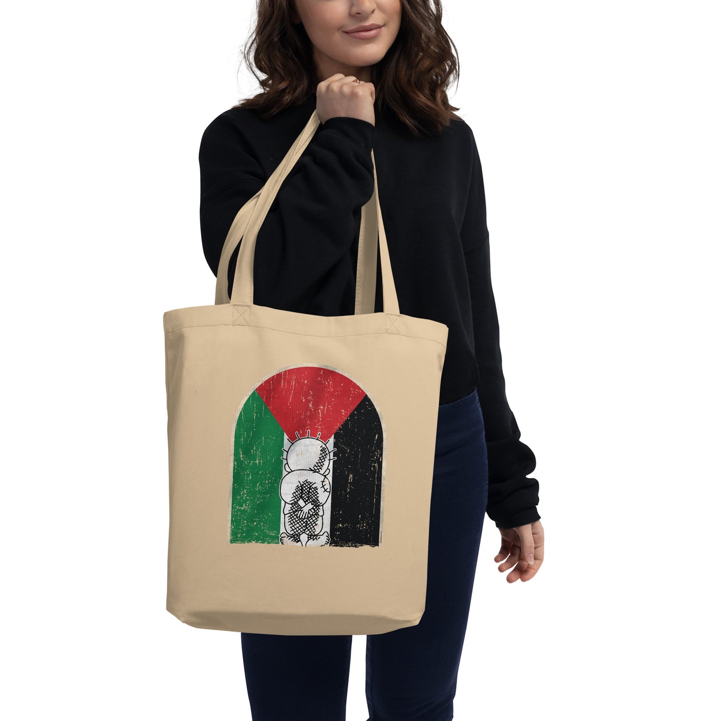 Palestine - Retro Vintage Flag with Handala Eco Tote Bag