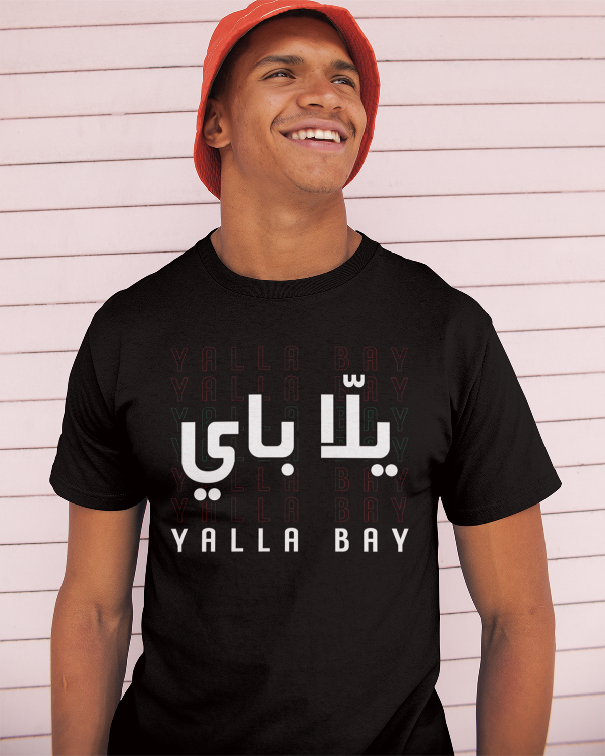 Yalla Bay Libanon - Arabische Schrift + Englisches Unisex-T-Shirt