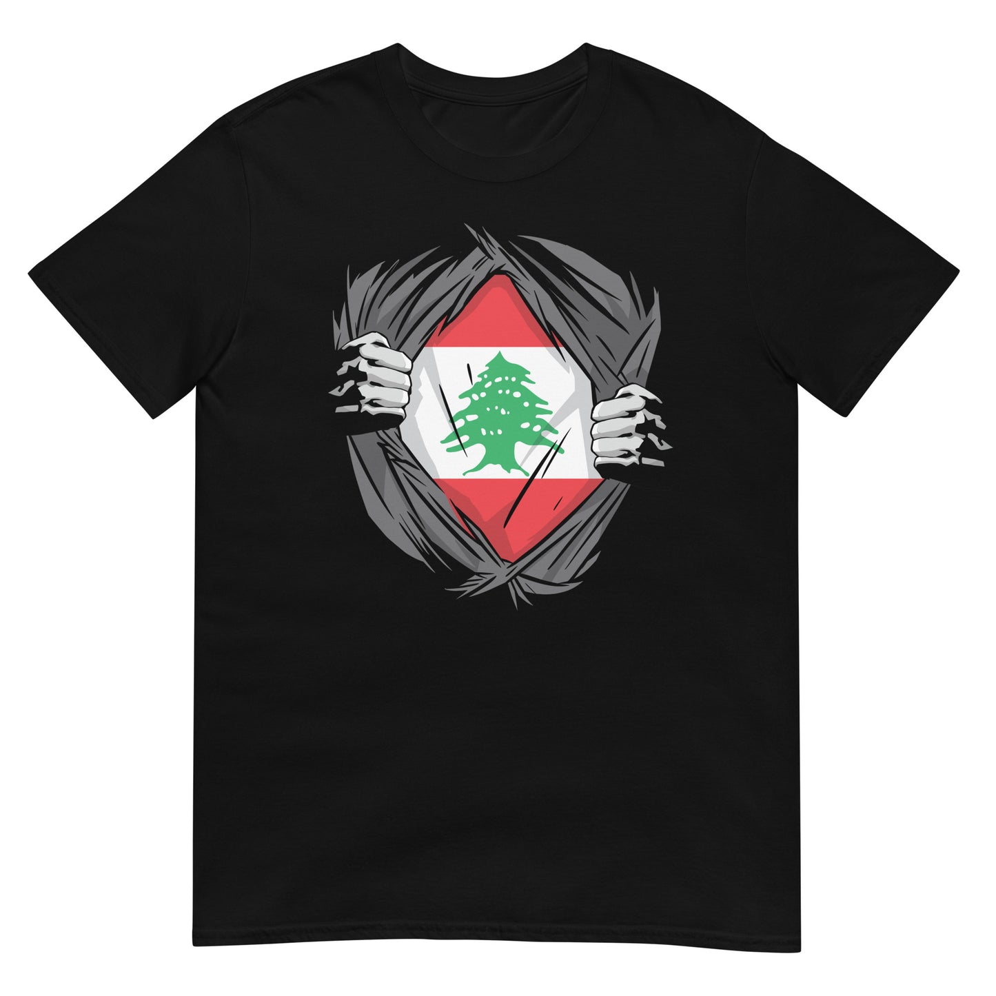 Déchirer la chemise et révéler le drapeau du Liban T-shirt unisexe