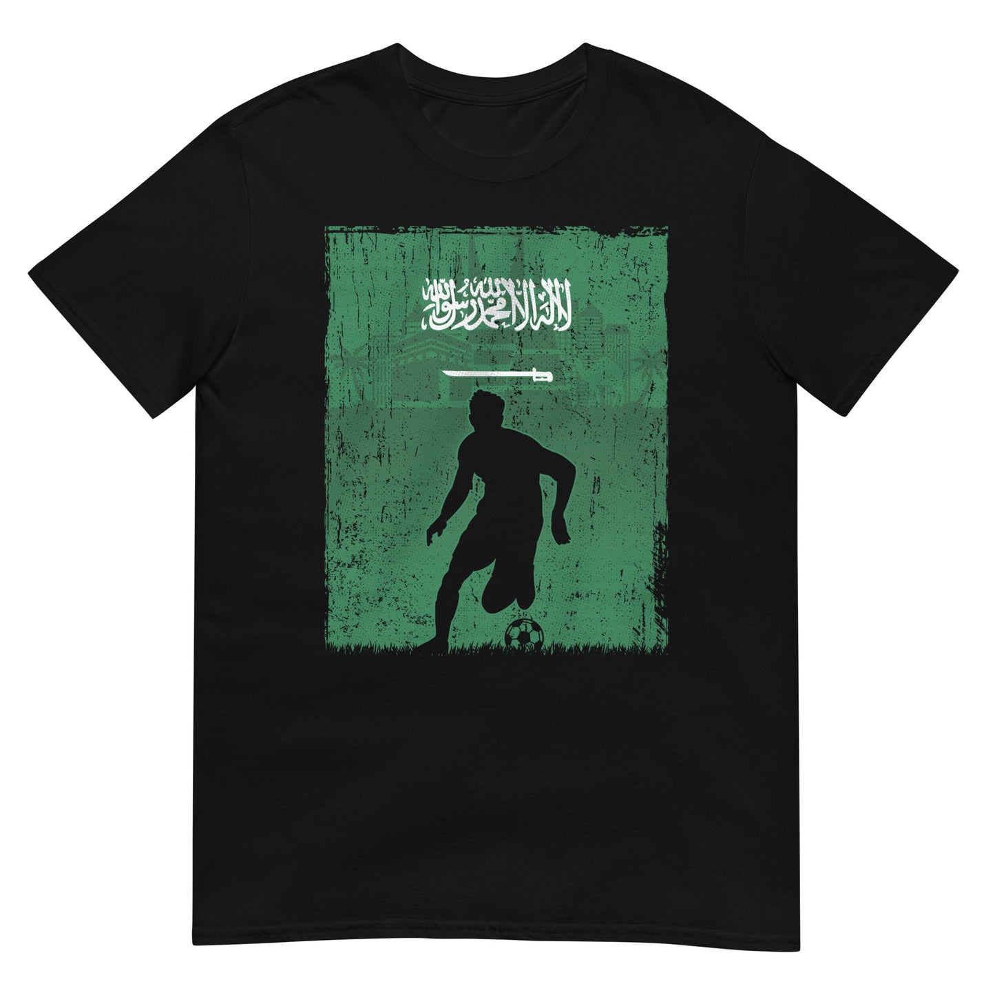 Retro Vintage Soccer with Saudi Arabia Flag Unisex T-shirt