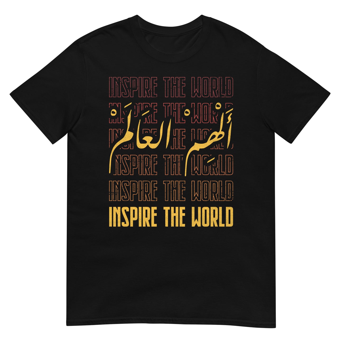 Inspiriere die Welt – Arabische Schrift + englisches Unisex-T-Shirt