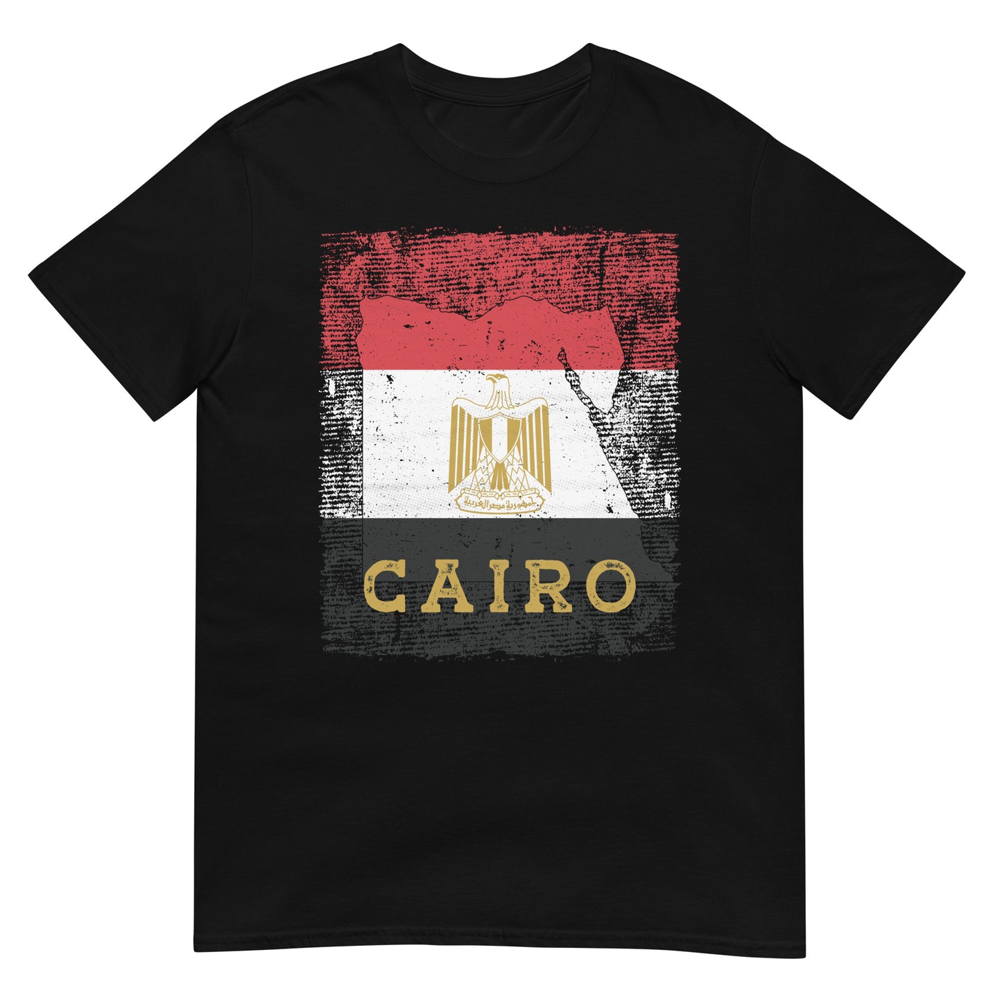 T-shirt unisexe avec drapeau, carte et ville de l'Égypte - Le Caire