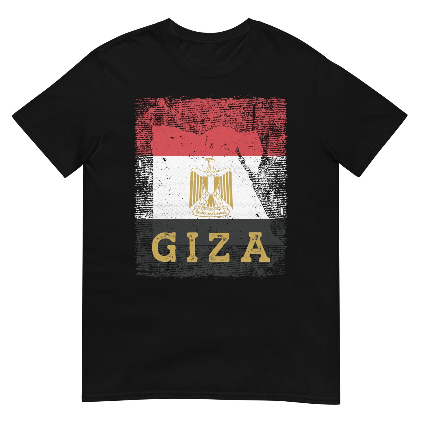 T-shirt unisexe avec drapeau, carte et ville de l'Égypte - Gizeh