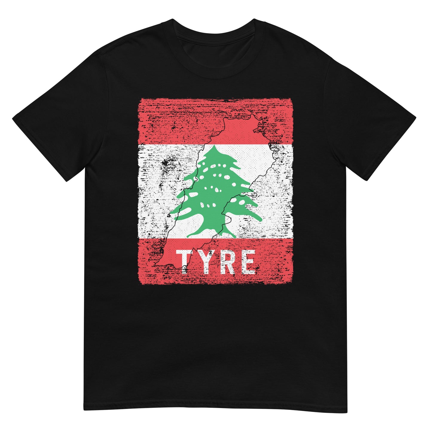 Libanon Flagge, Karte & Stadt - Reifen Unisex T-shirt