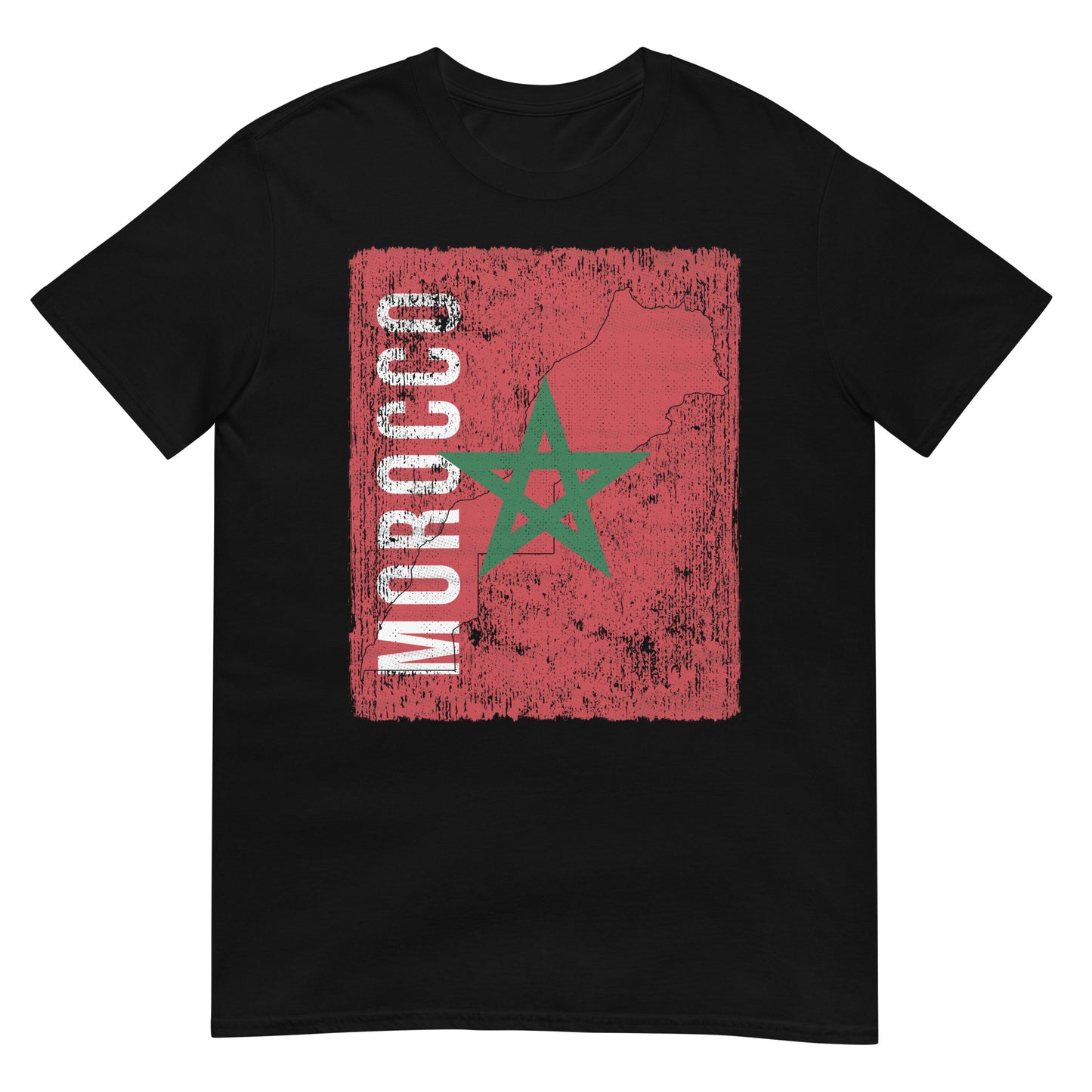 T-shirt unisexe avec drapeau et carte du Maroc