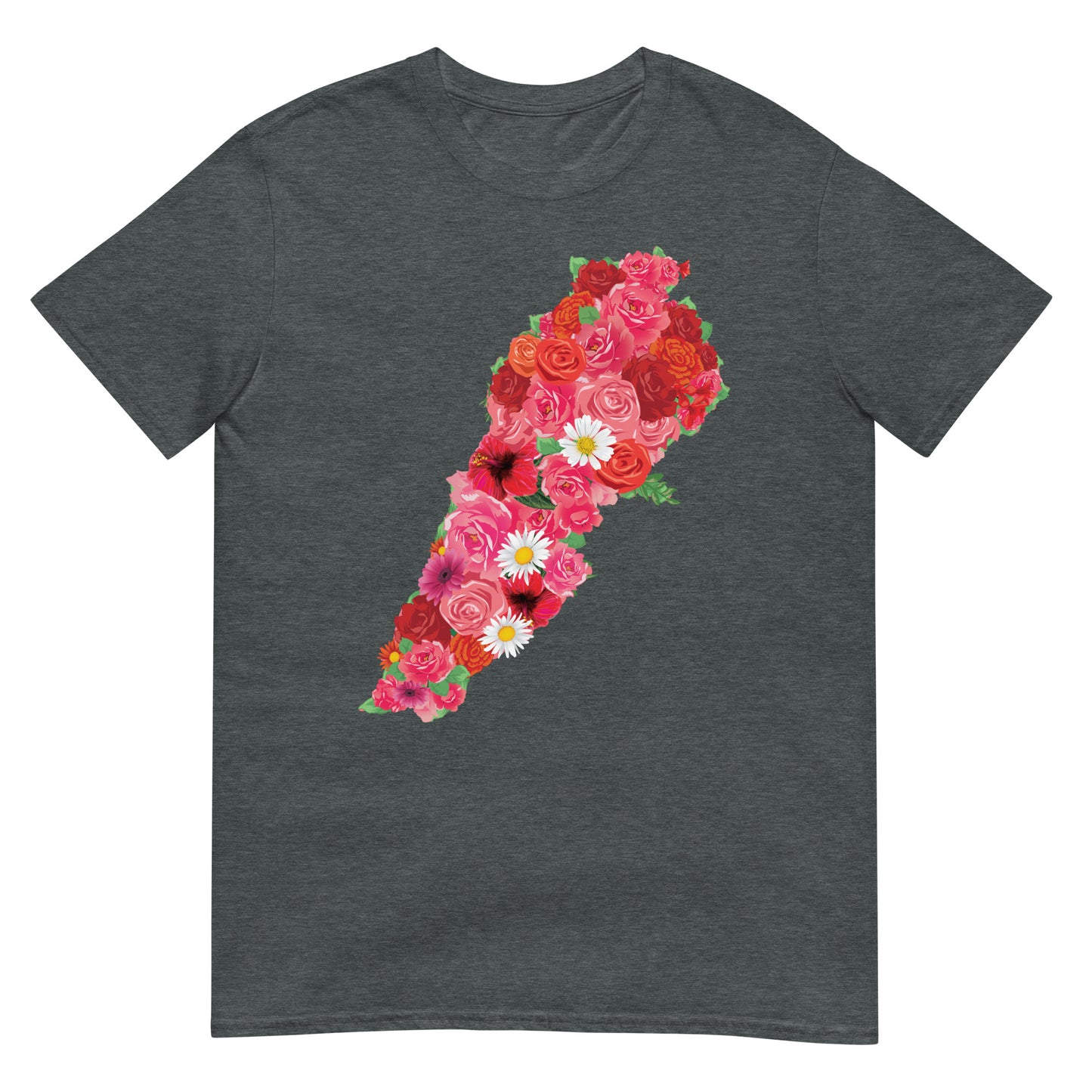 Blumengefüllte Karte des Libanon Unisex T-Shirt