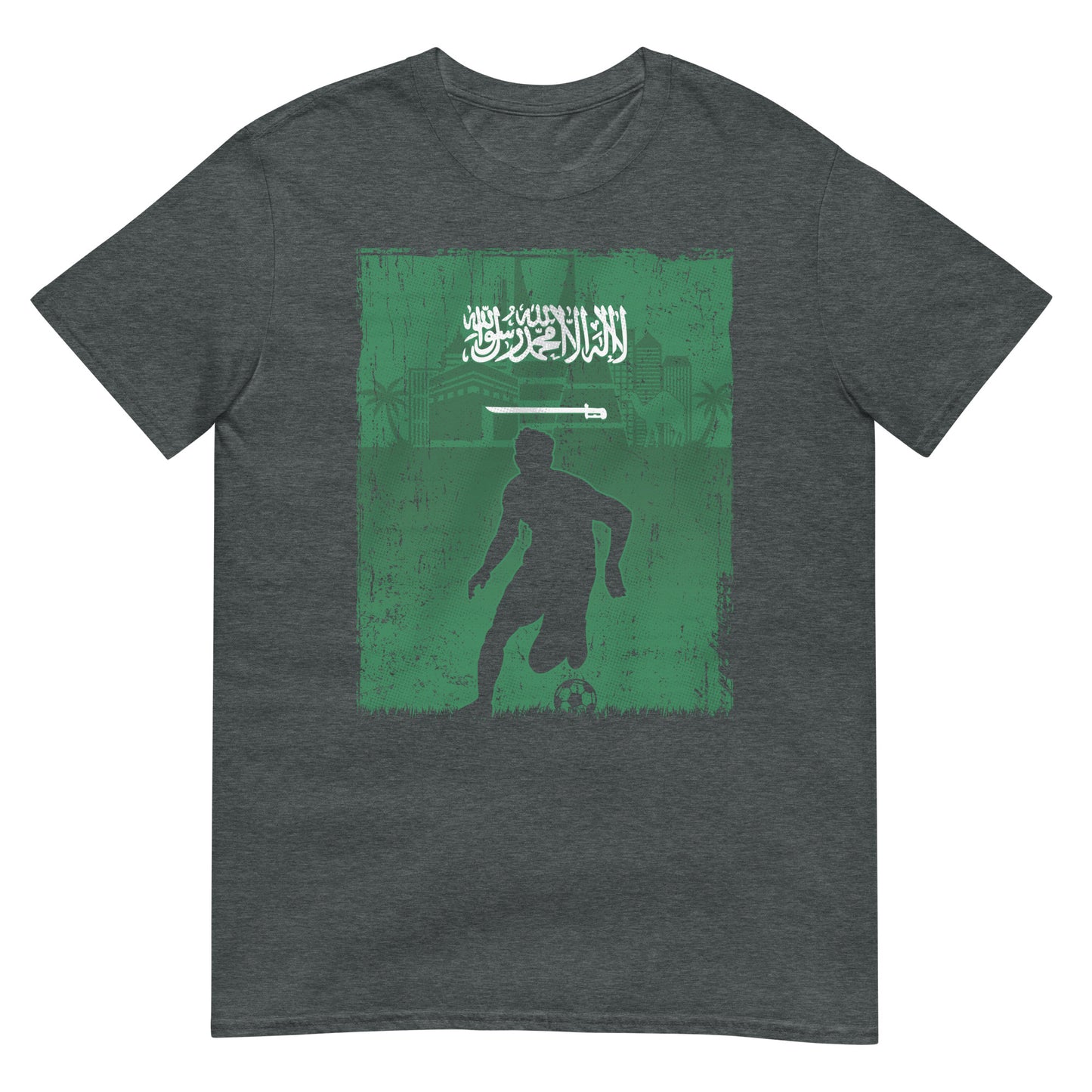 T-shirt unisexe rétro vintage de football avec drapeau de l'Arabie Saoudite