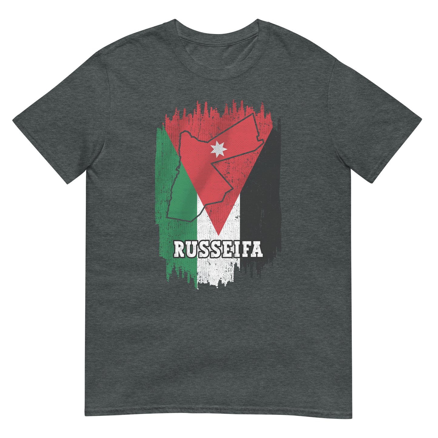 Jordanien-Flagge, Karte und Stadt – Russeifa Unisex T-Shirt