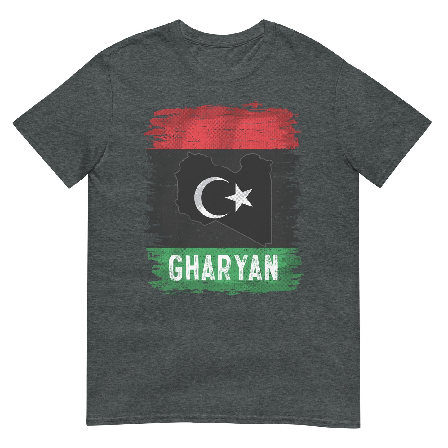 Libysche Flagge, Karte und Stadt – Gharyan Unisex T-Shirt