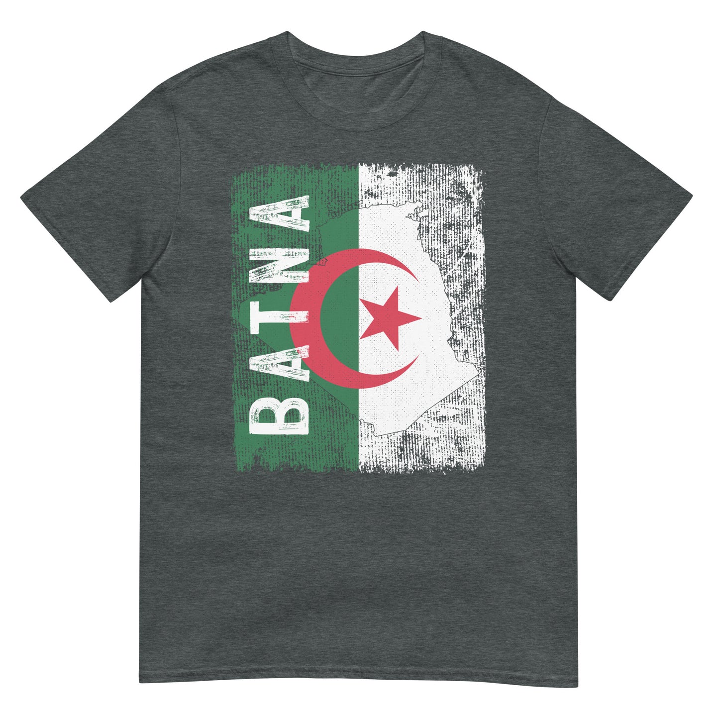 T-shirt unisexe avec drapeau, carte et ville de l'Algérie - Batna