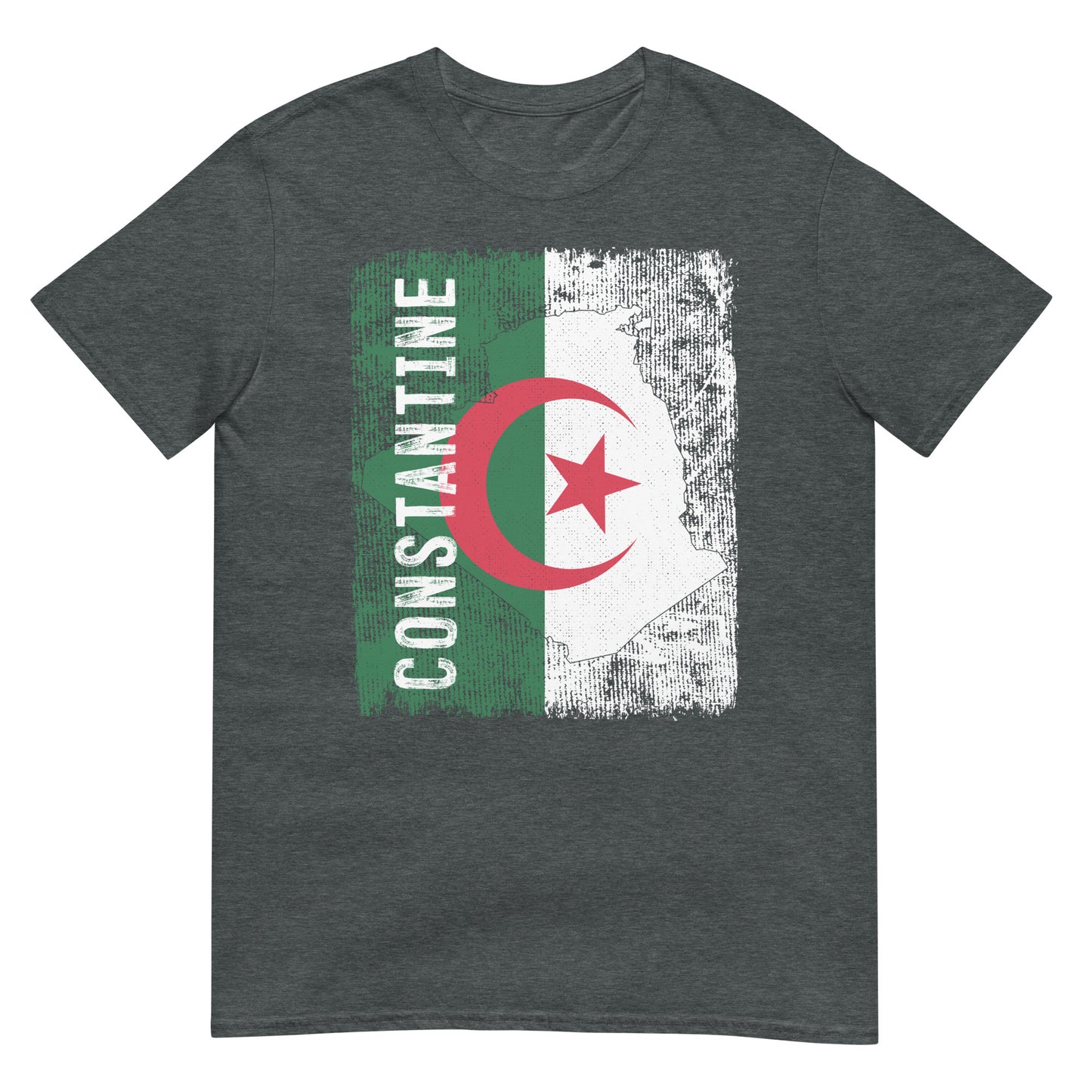 T-shirt unisexe avec drapeau, carte et ville de l'Algérie - Constantine